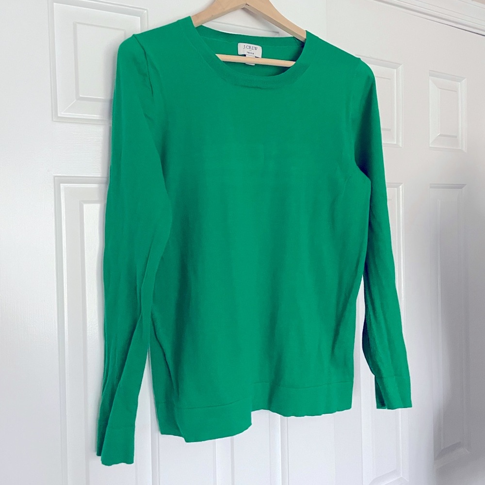 EUC JCrew Factory Teddie Sweater Brilliant Kelly Green M